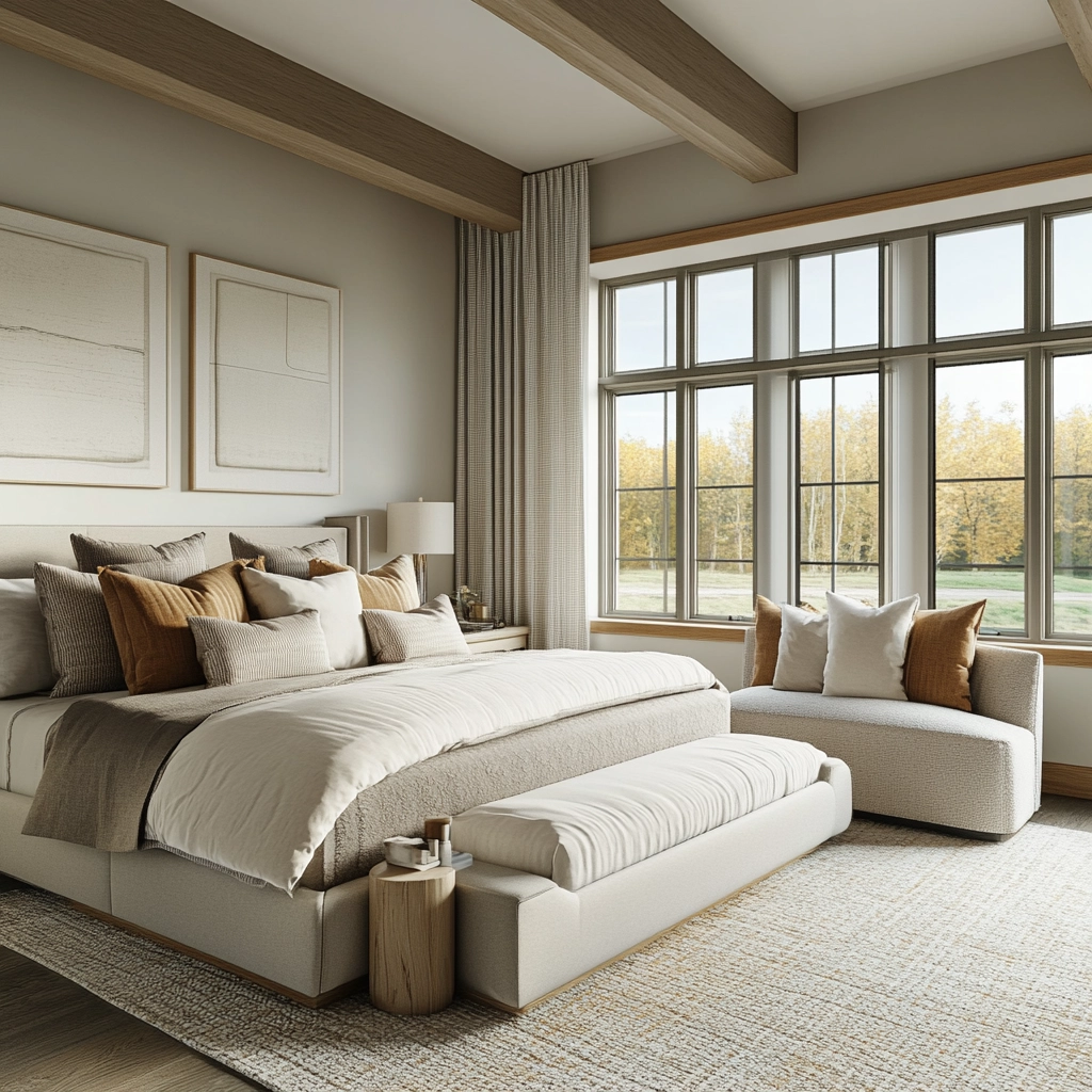neutral farmhouse bedroom 55