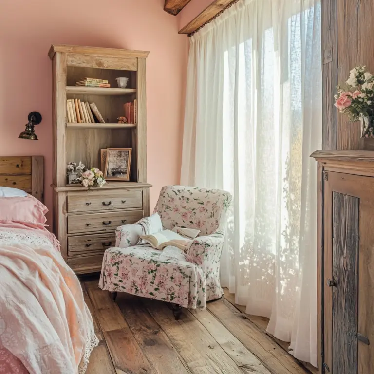 pink farmhouse bedroom 1