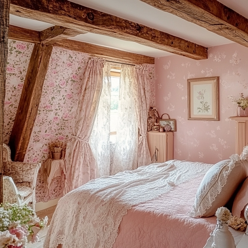 pink farmhouse bedroom 36