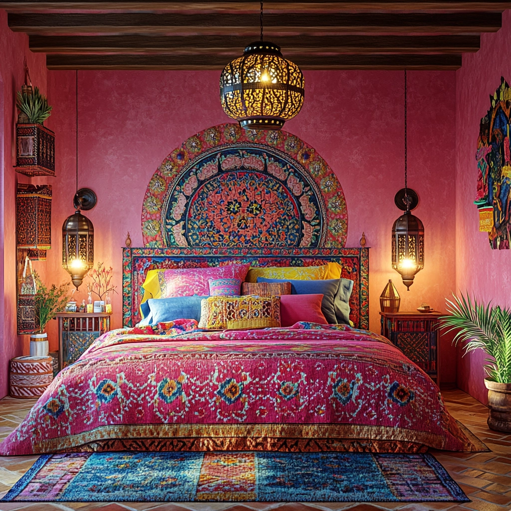 pink farmhouse bedroom 69