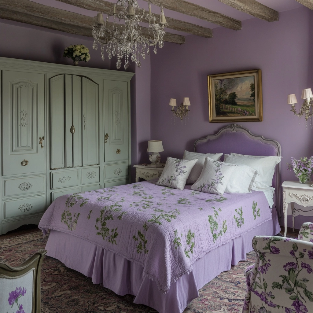 purple farmhouse bedroom 17