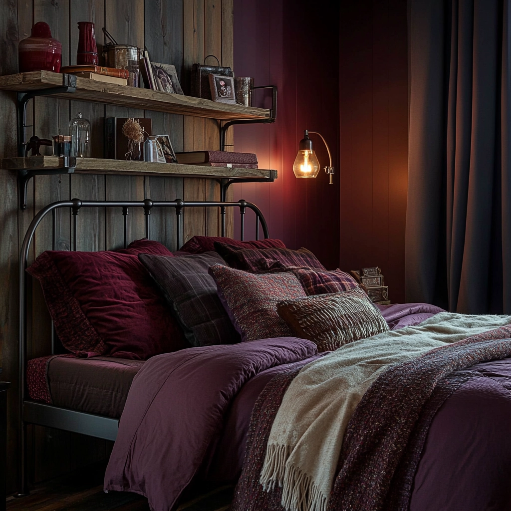 purple farmhouse bedroom 22