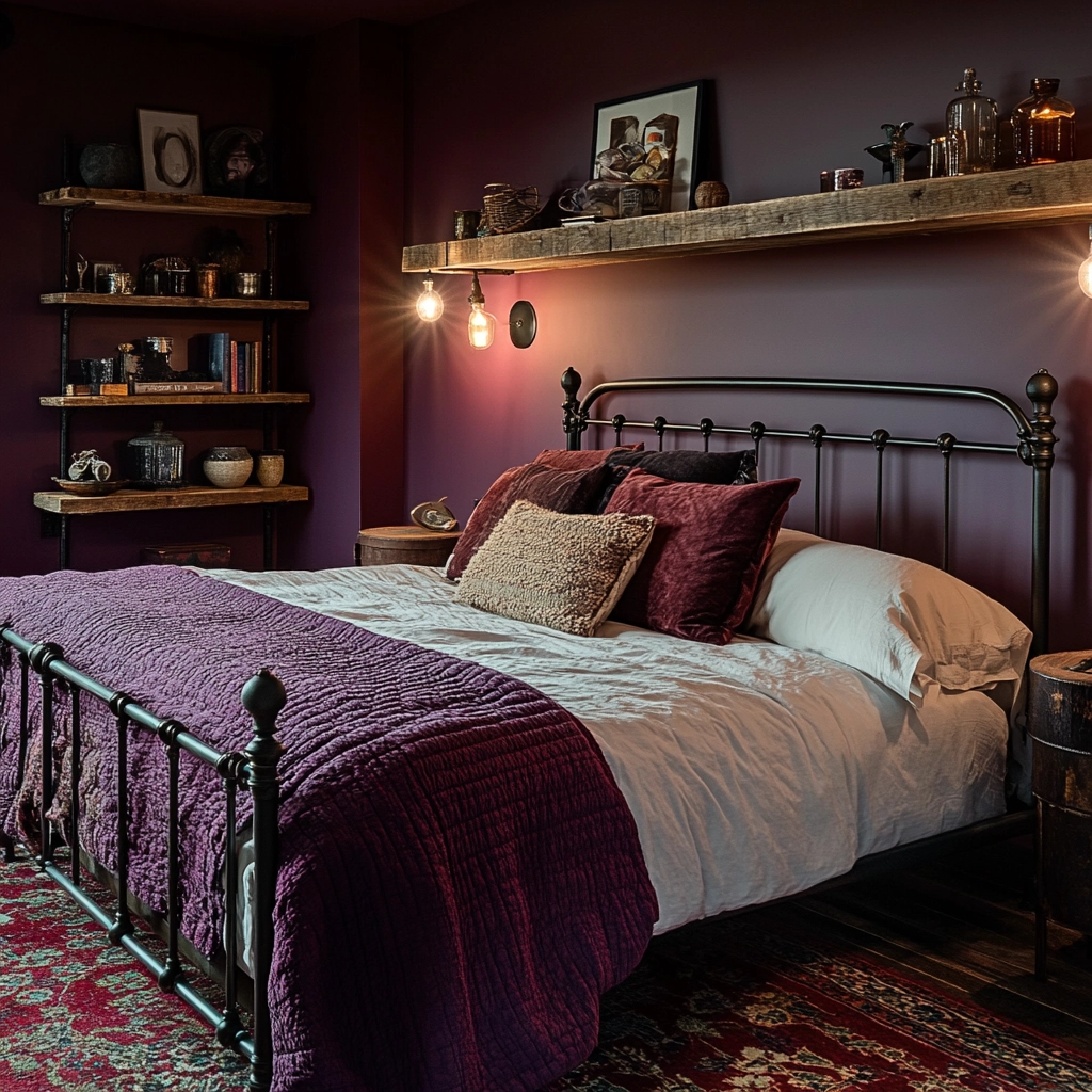 purple farmhouse bedroom 23