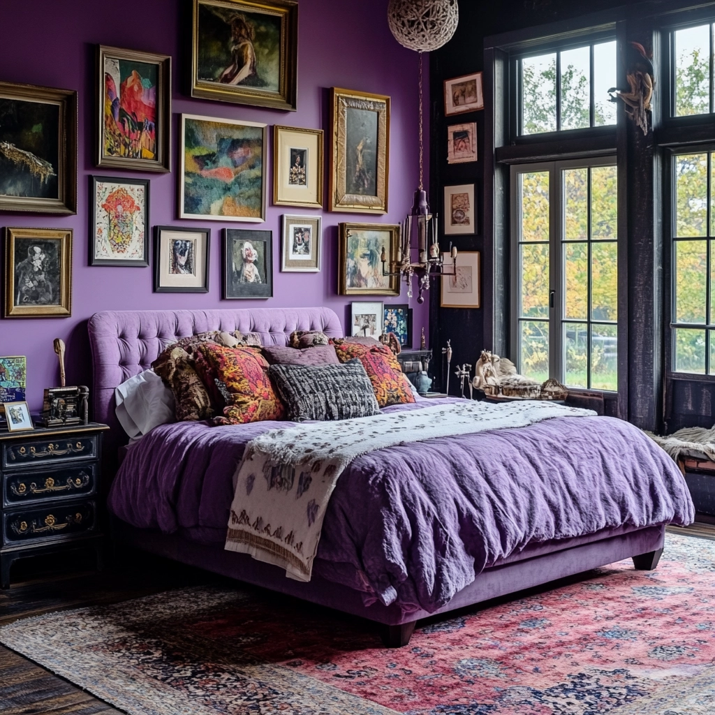 purple farmhouse bedroom 25