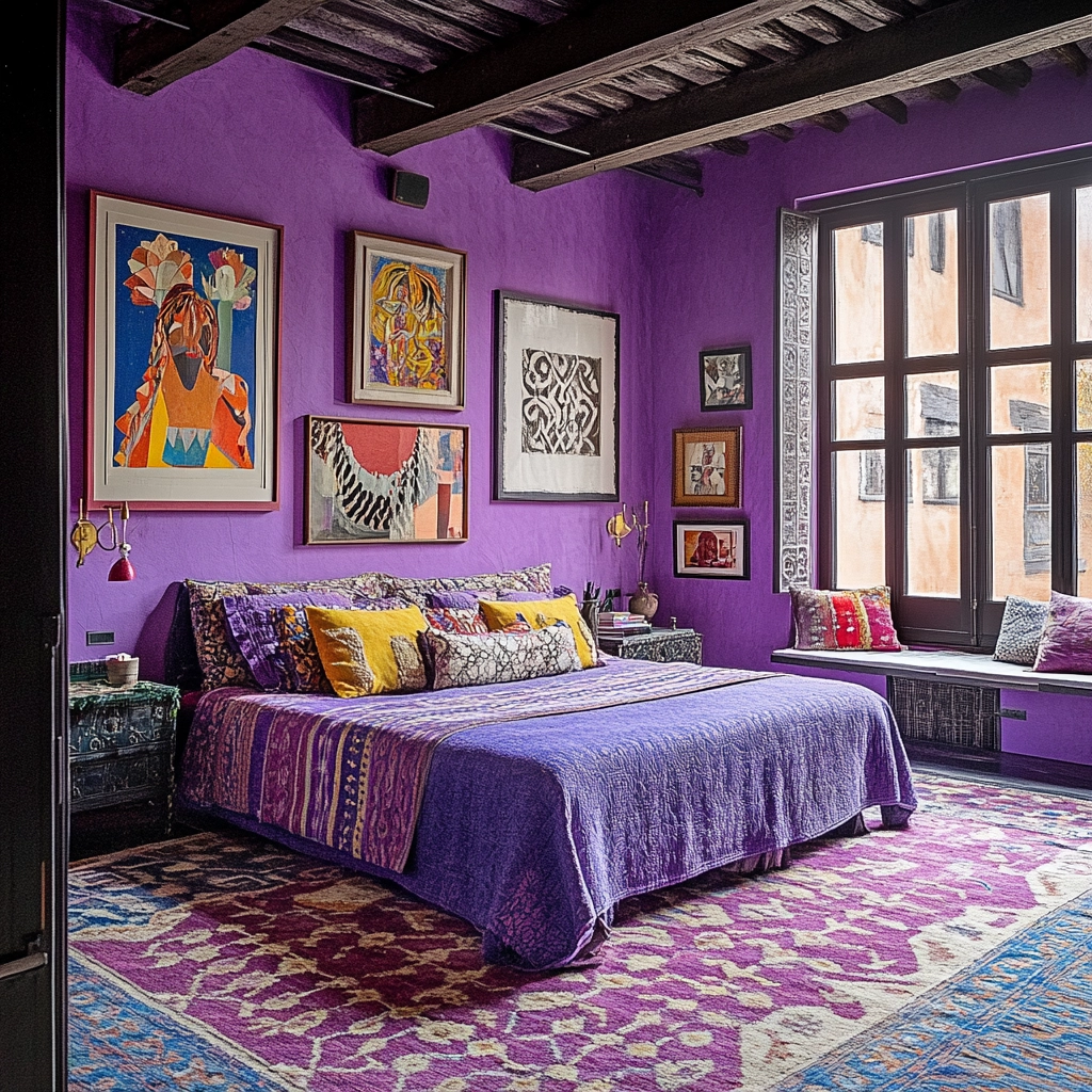 purple farmhouse bedroom 26