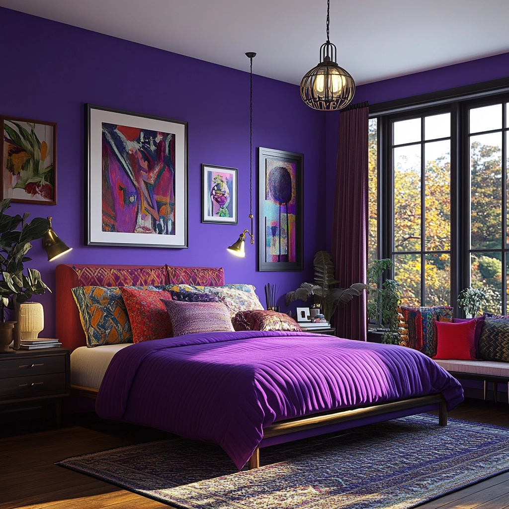 purple farmhouse bedroom 28