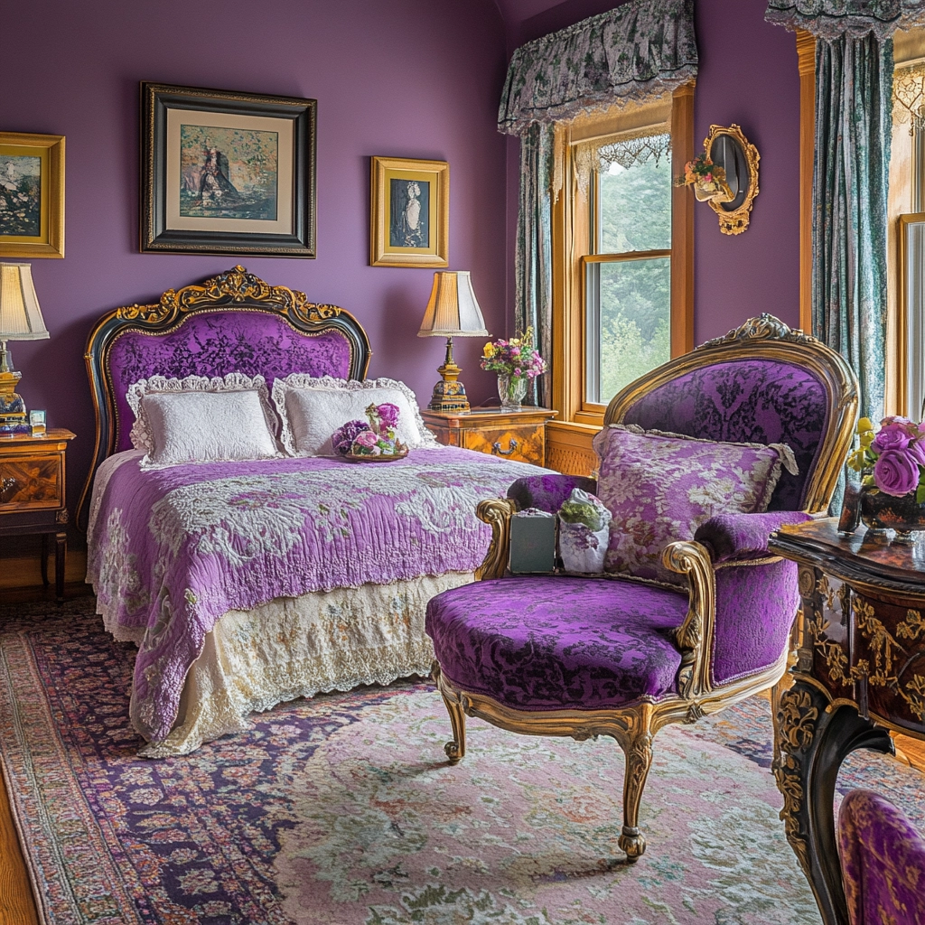 purple farmhouse bedroom 37