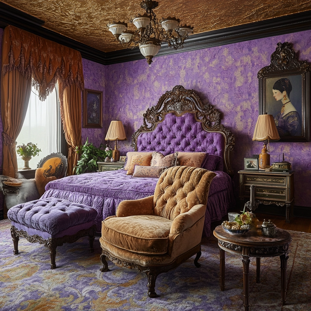 purple farmhouse bedroom 38