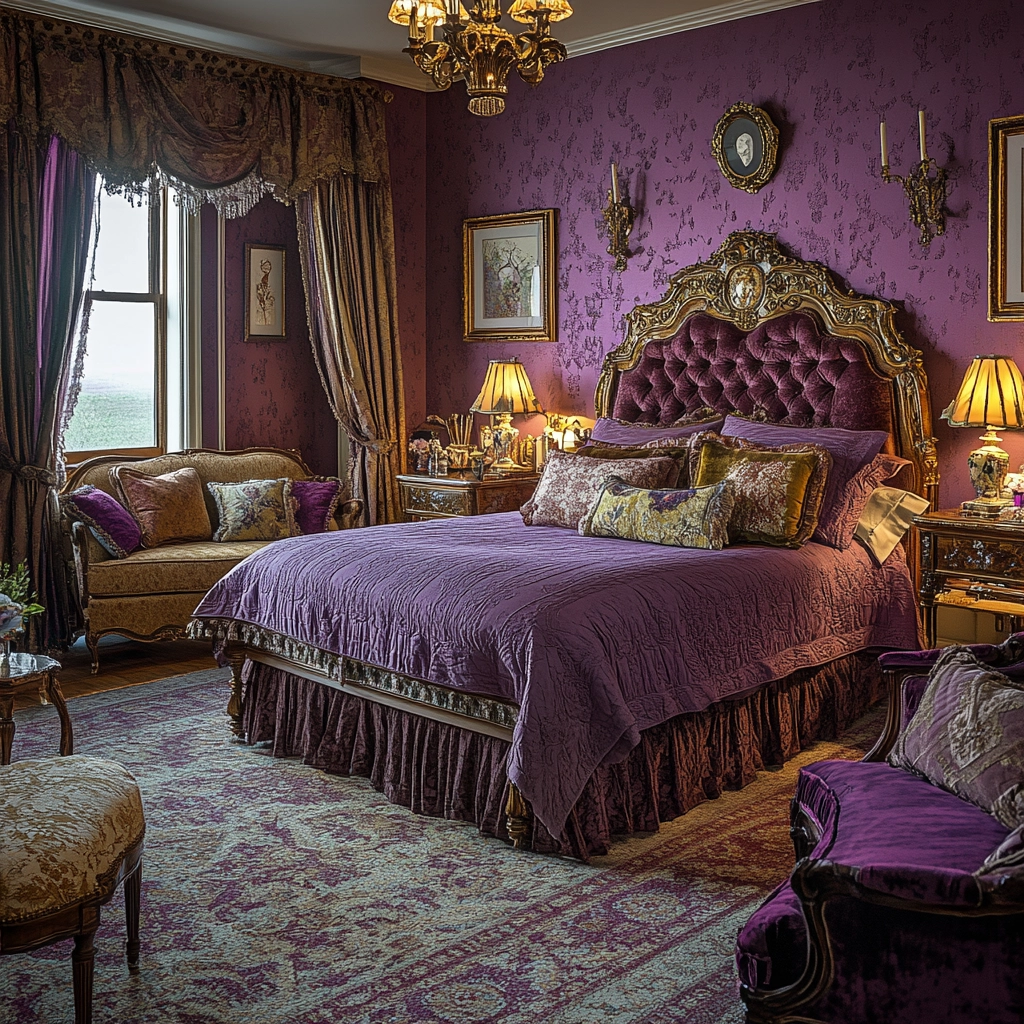 purple farmhouse bedroom 39