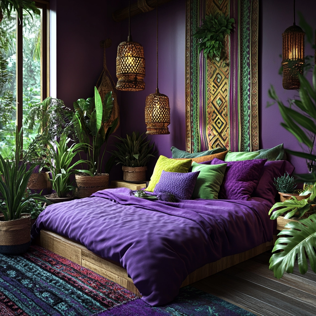 purple farmhouse bedroom 45