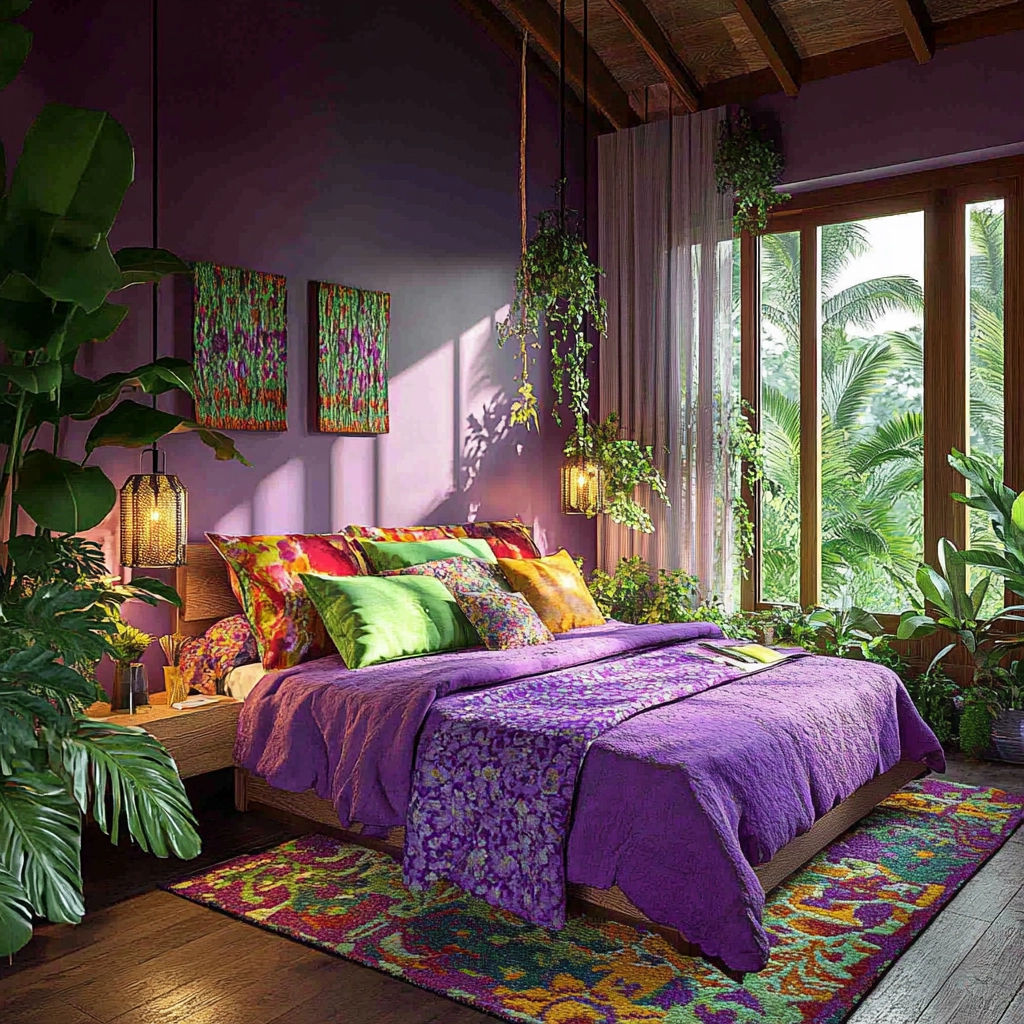 purple farmhouse bedroom 47