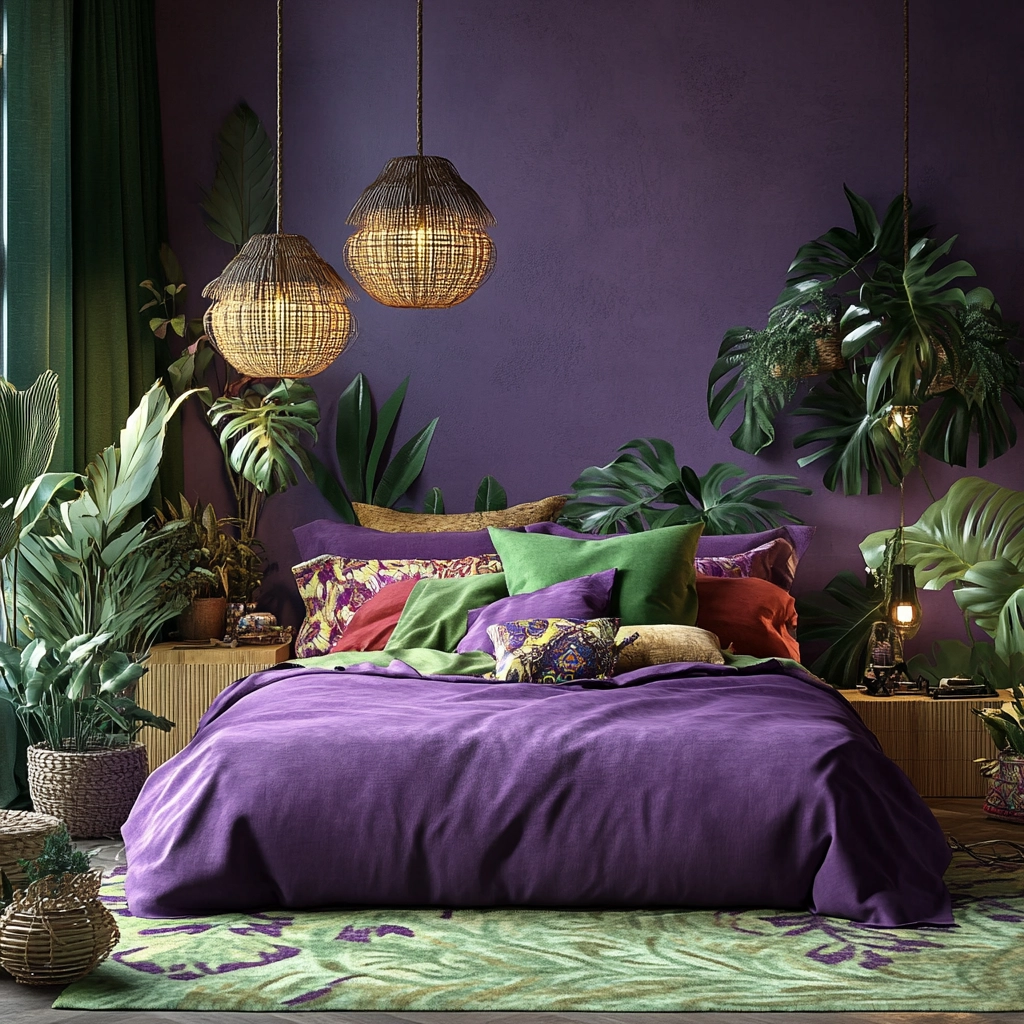 purple farmhouse bedroom 48