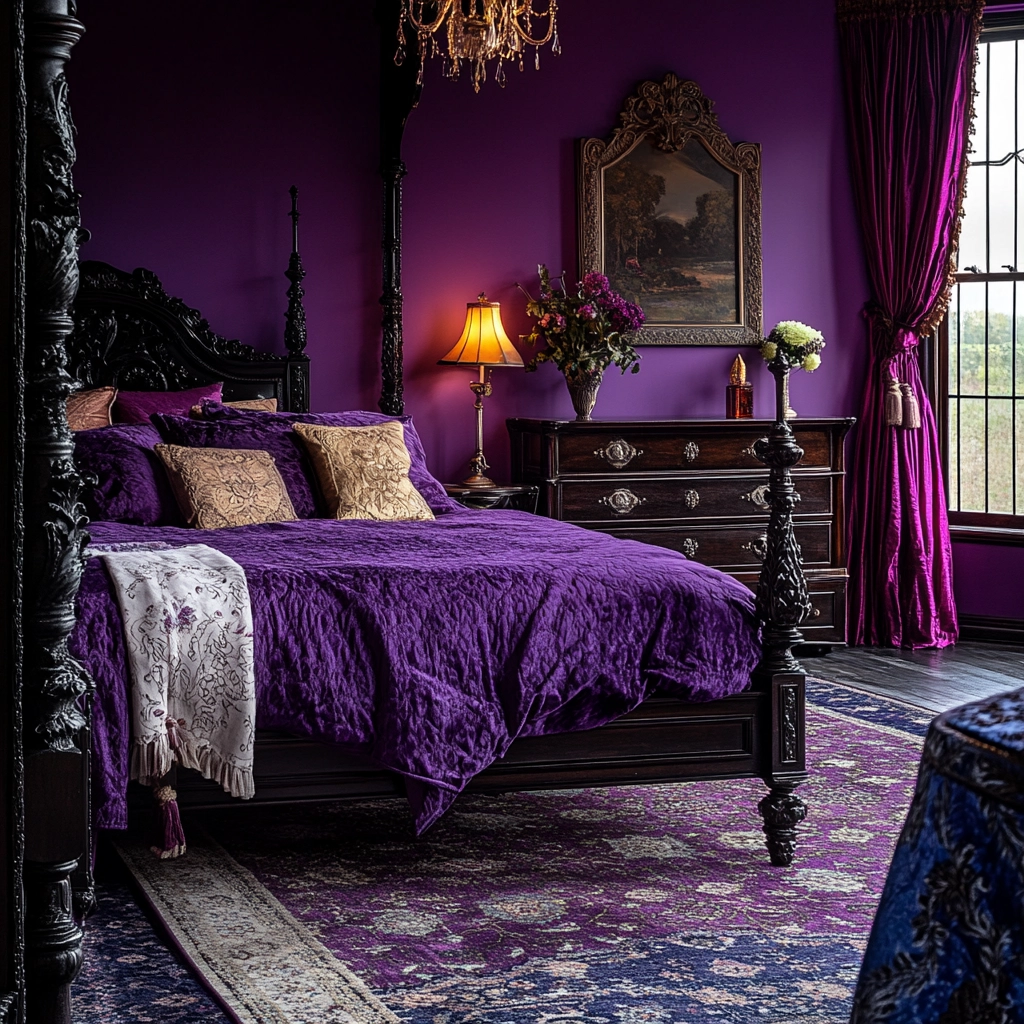 purple farmhouse bedroom 54