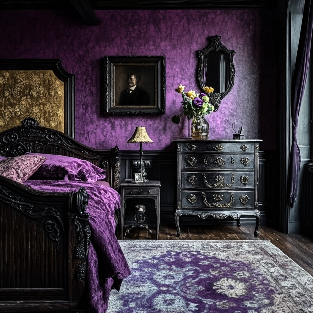 purple farmhouse bedroom 55
