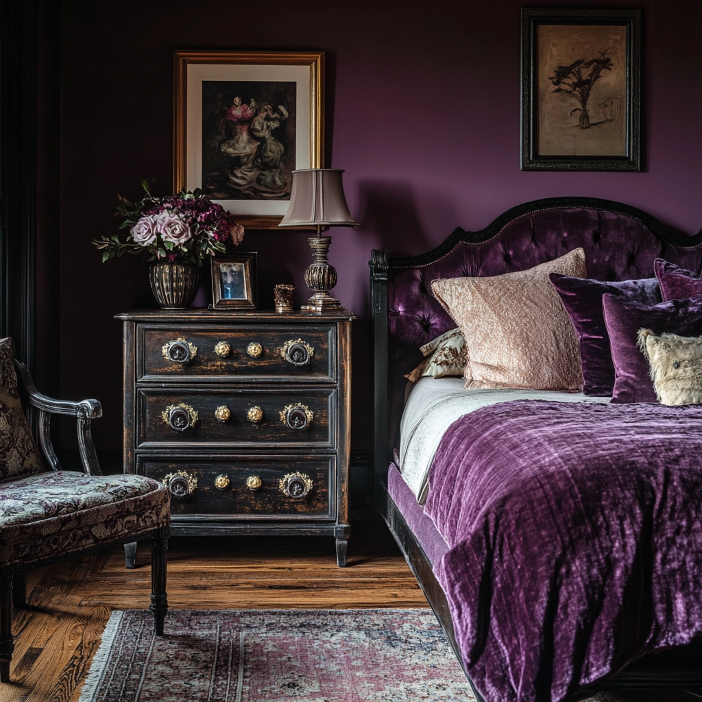 purple farmhouse bedroom 56