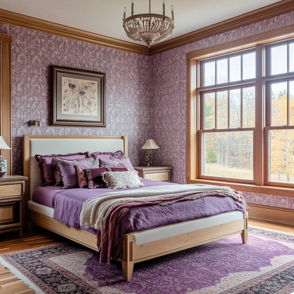 purple farmhouse bedroom 60