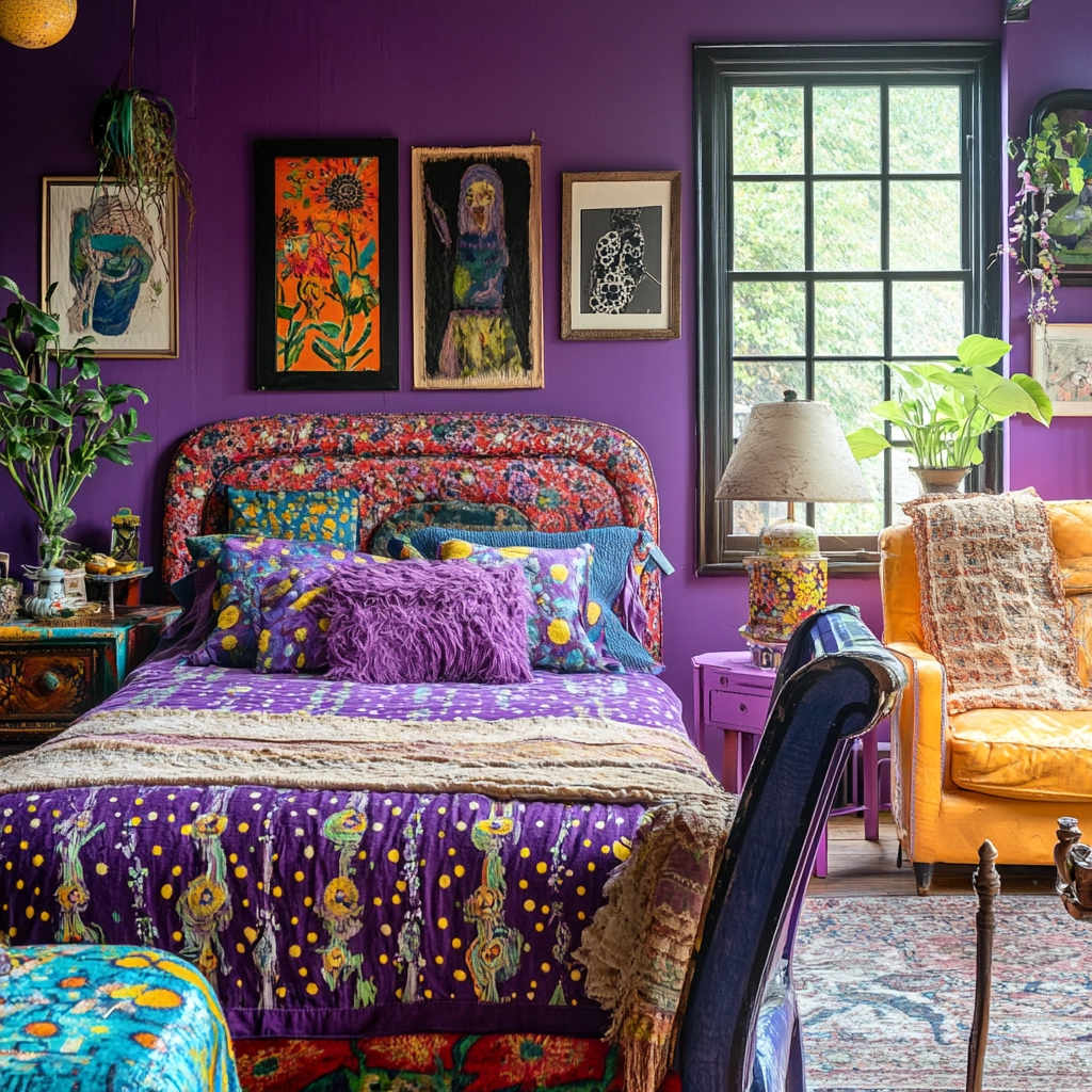 purple farmhouse bedroom 61