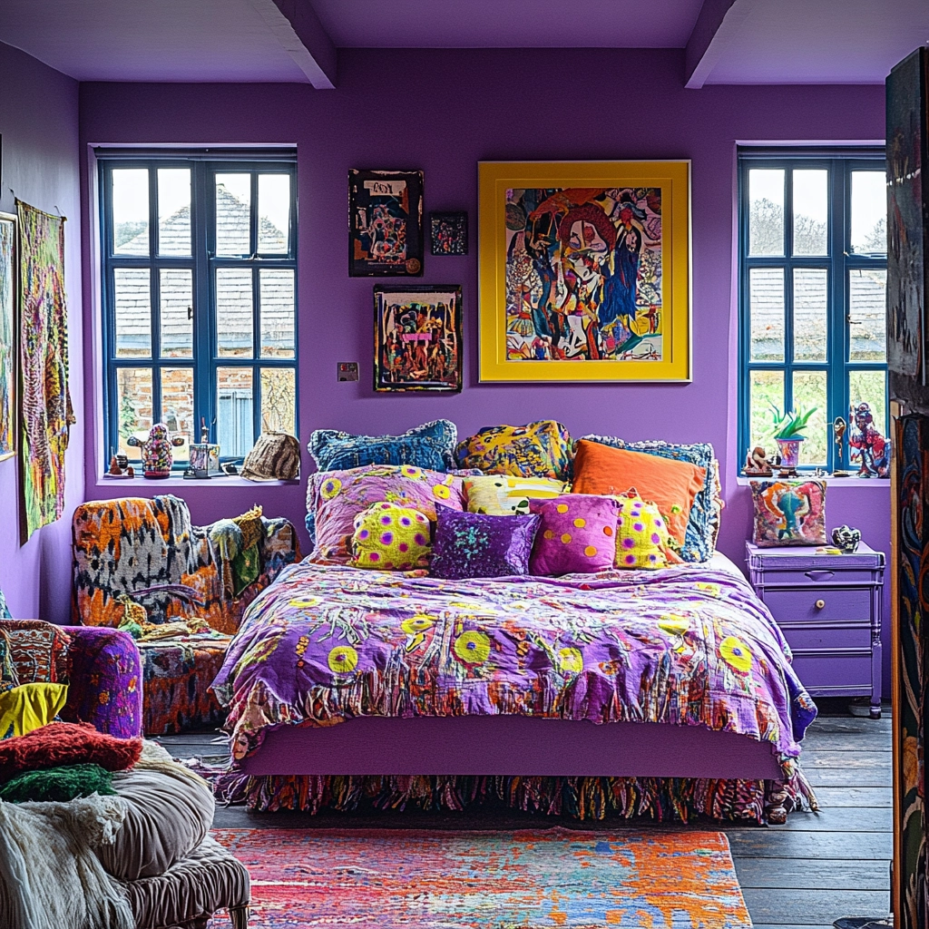 purple farmhouse bedroom 62