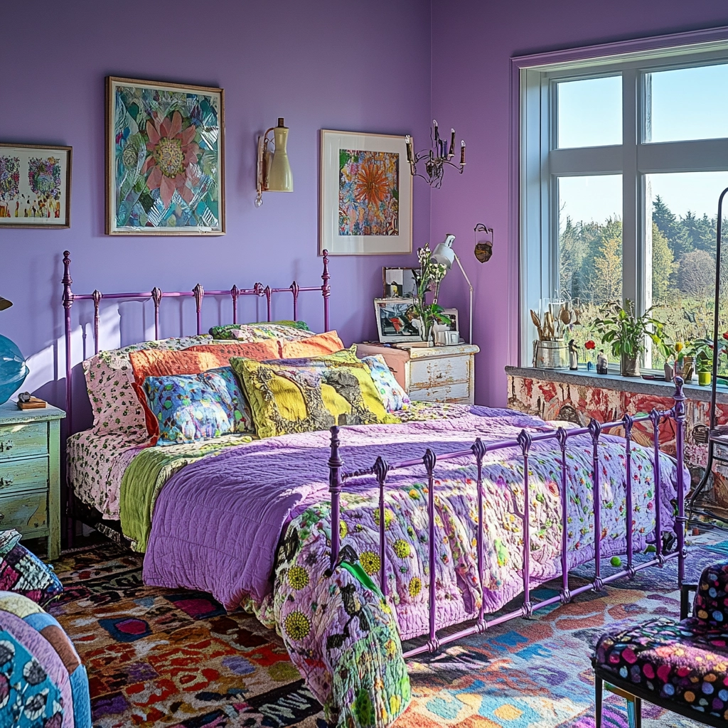 purple farmhouse bedroom 63