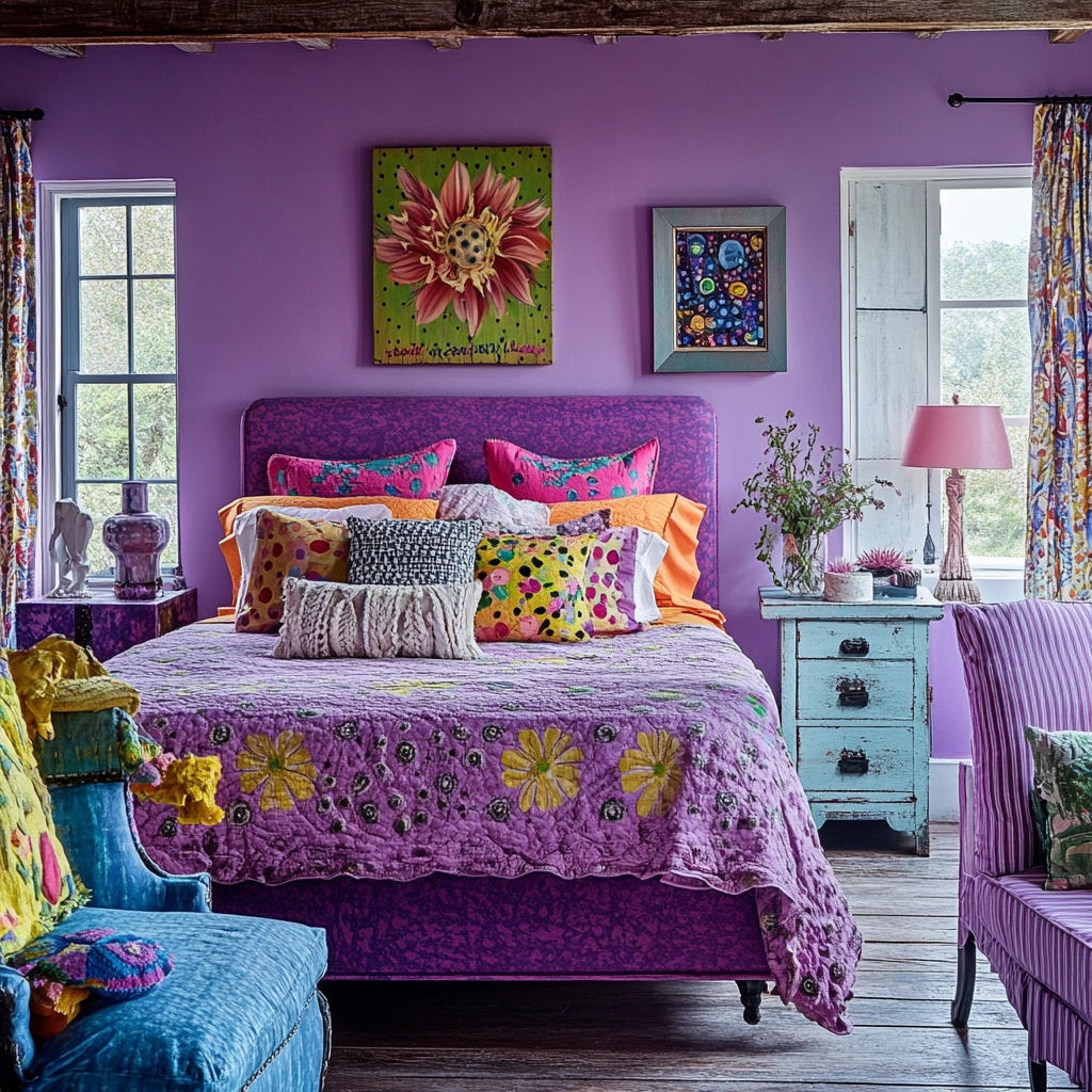 purple farmhouse bedroom 64