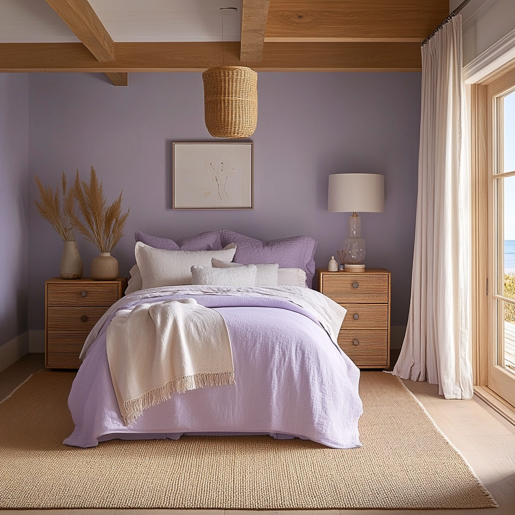 purple farmhouse bedroom 65