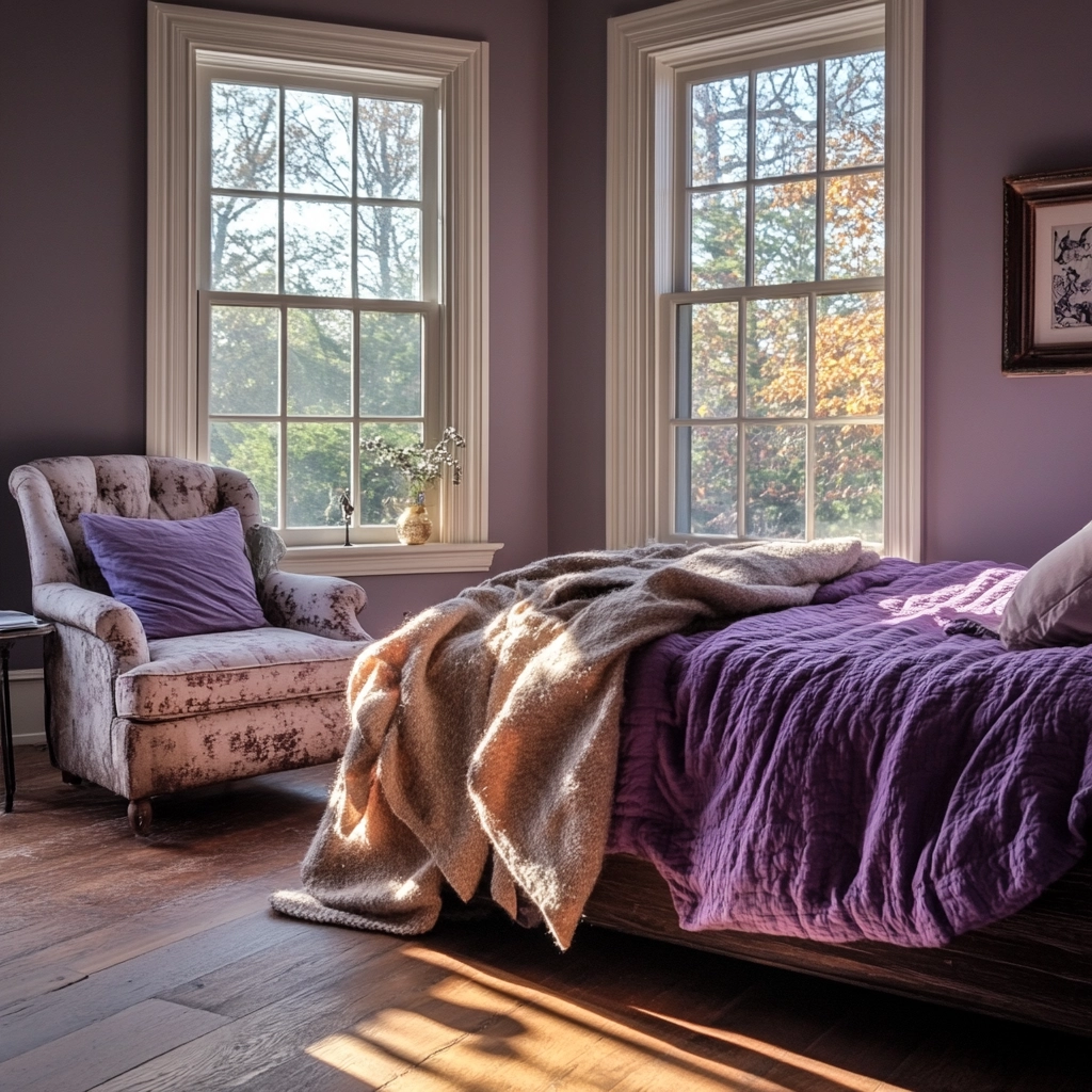 purple farmhouse bedroom 69