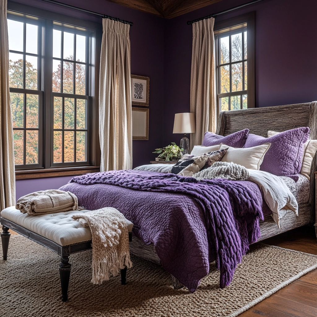 purple farmhouse bedroom 71