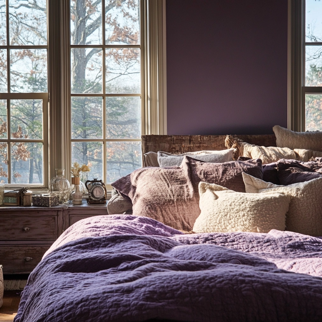 purple farmhouse bedroom 72