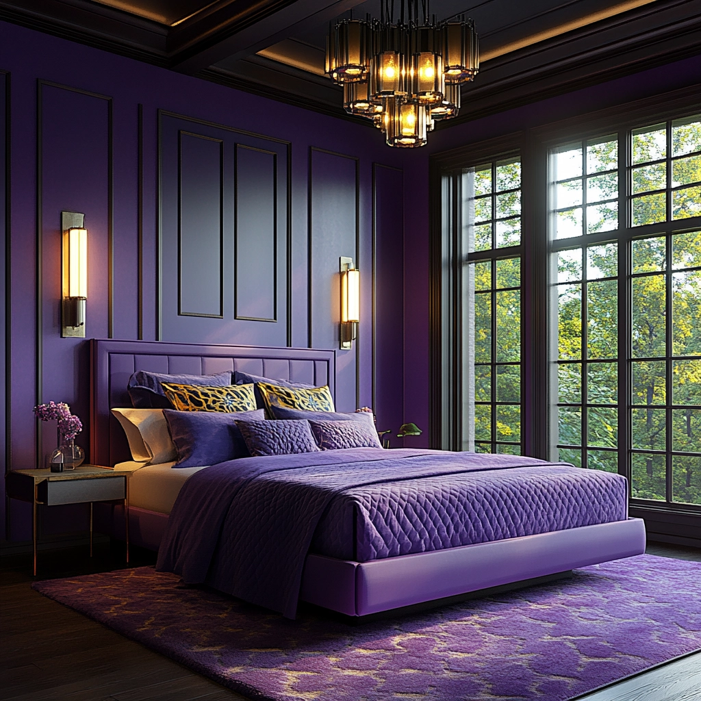 purple farmhouse bedroom 78