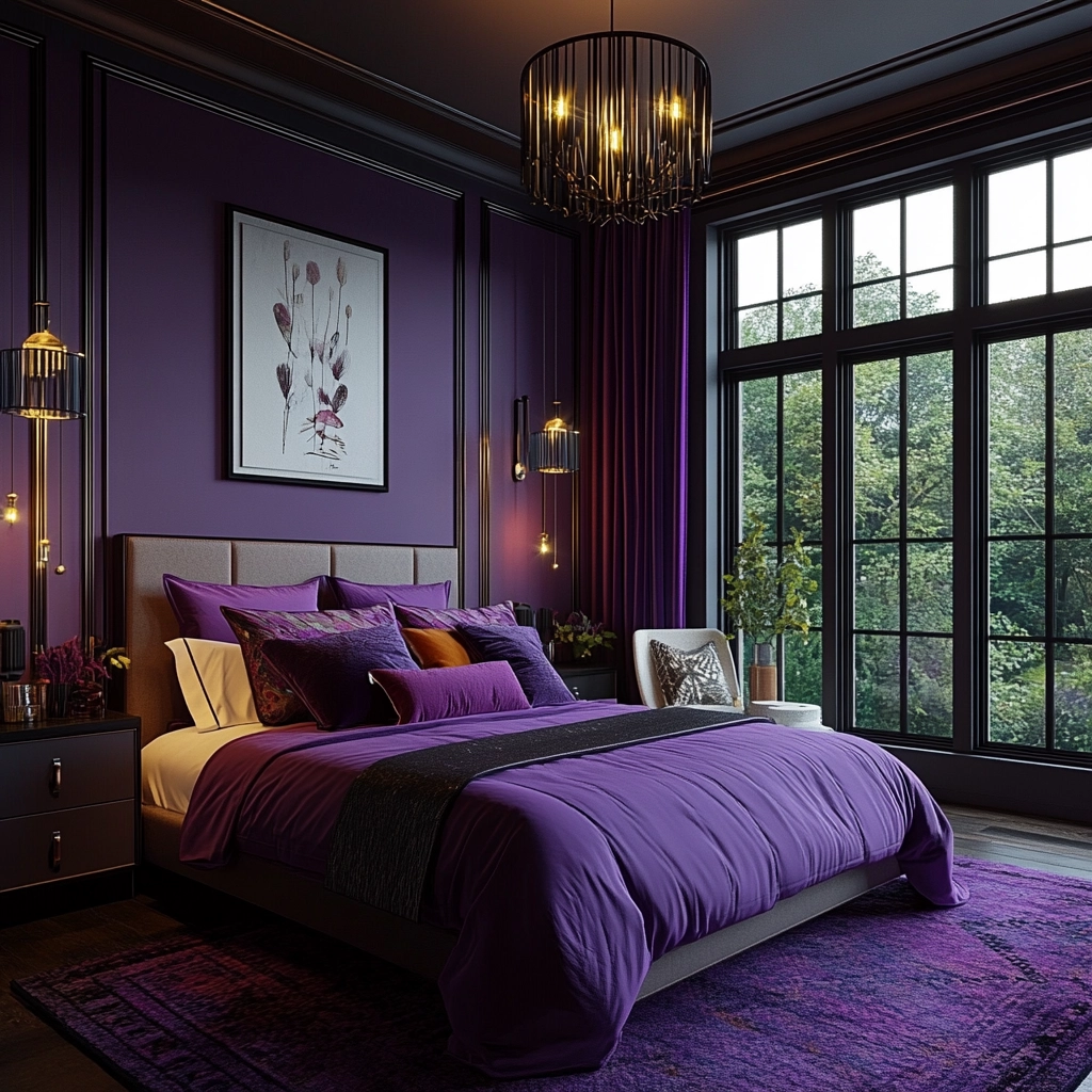 purple farmhouse bedroom 79