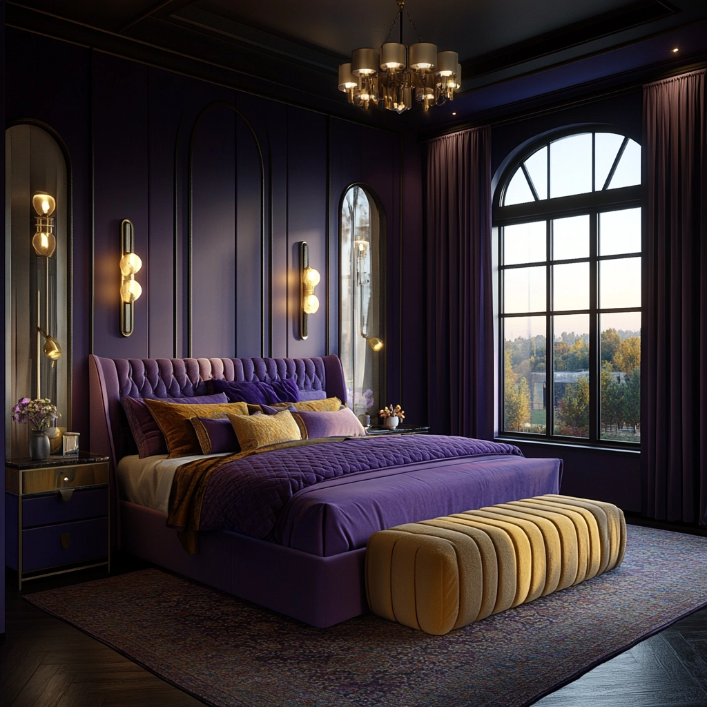 purple farmhouse bedroom 80