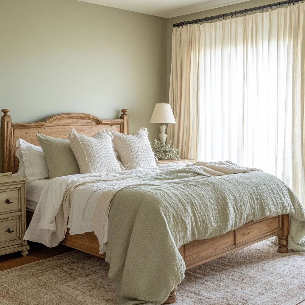 sage green farmhouse bedroom 1