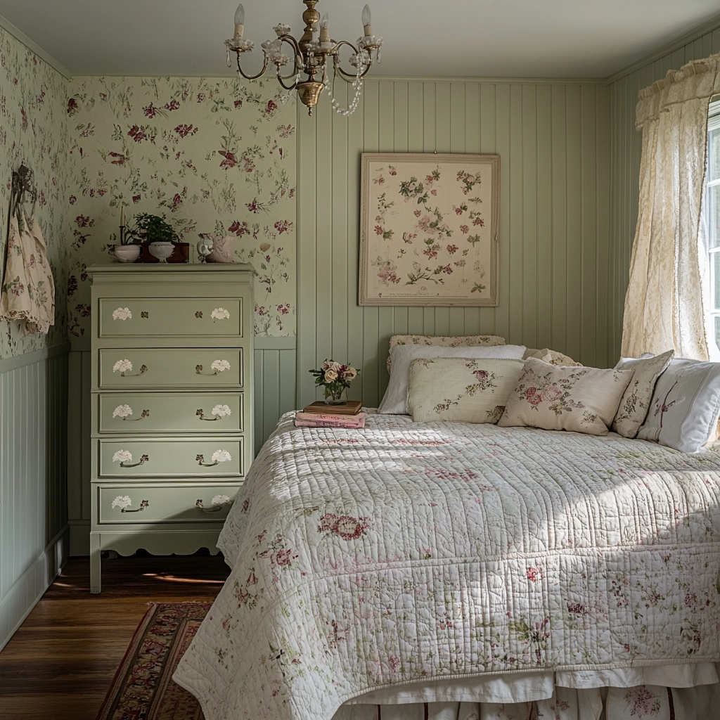 sage green farmhouse bedroom 17