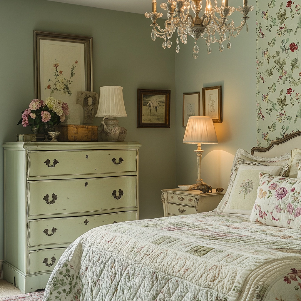 sage green farmhouse bedroom 19