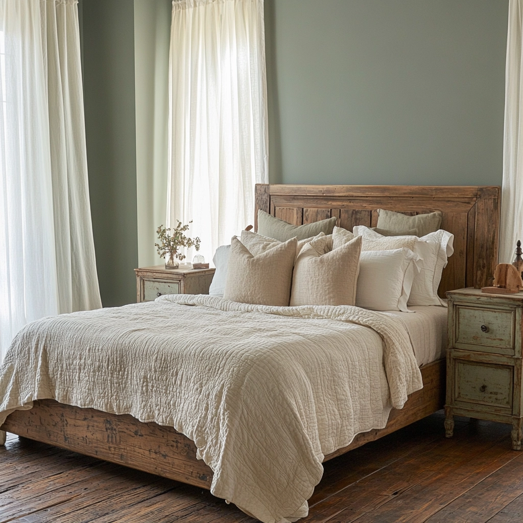sage green farmhouse bedroom 2