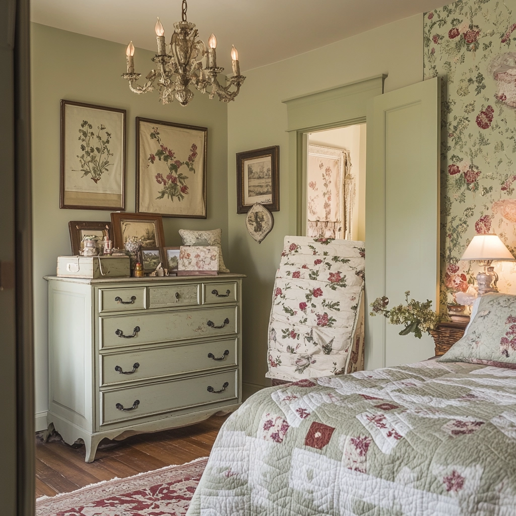 sage green farmhouse bedroom 20