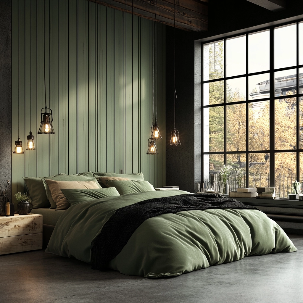 sage green farmhouse bedroom 21