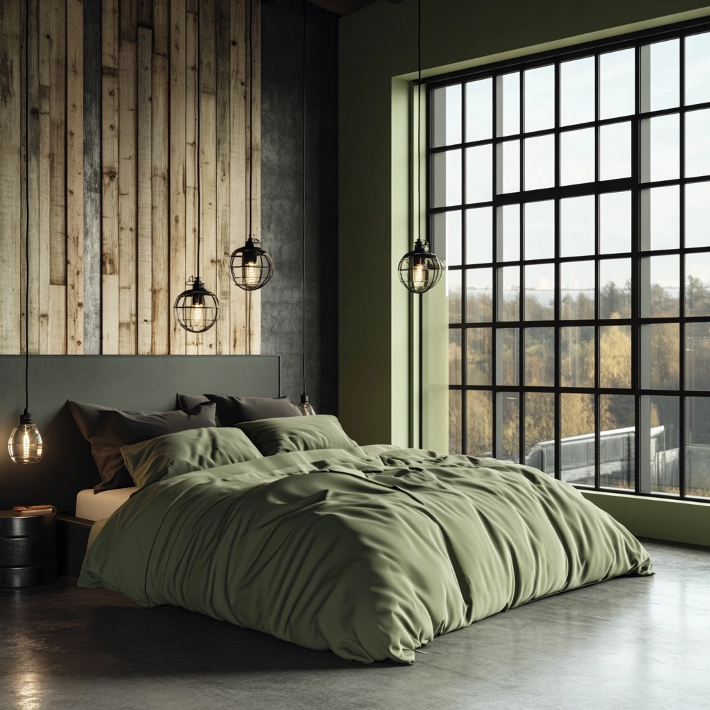 sage green farmhouse bedroom 23