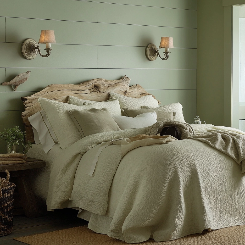 sage green farmhouse bedroom 26