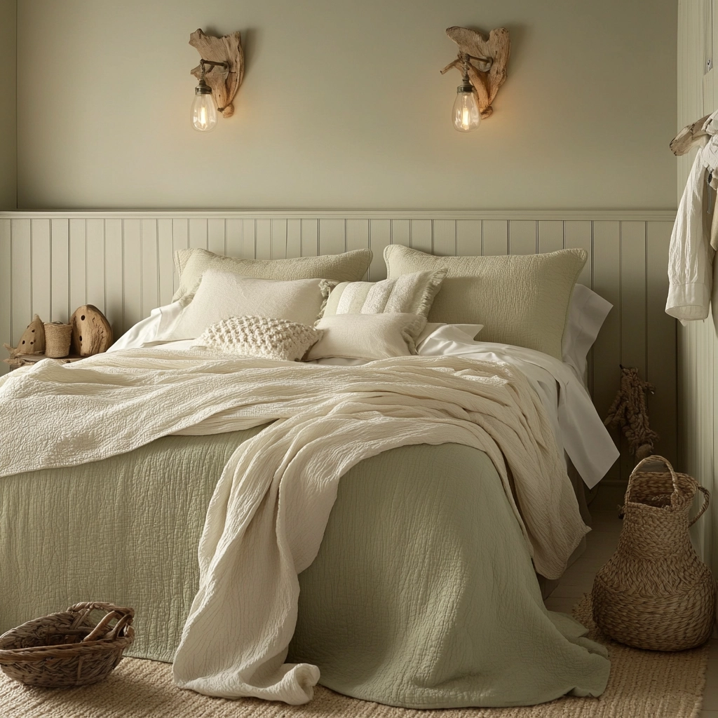 sage green farmhouse bedroom 28