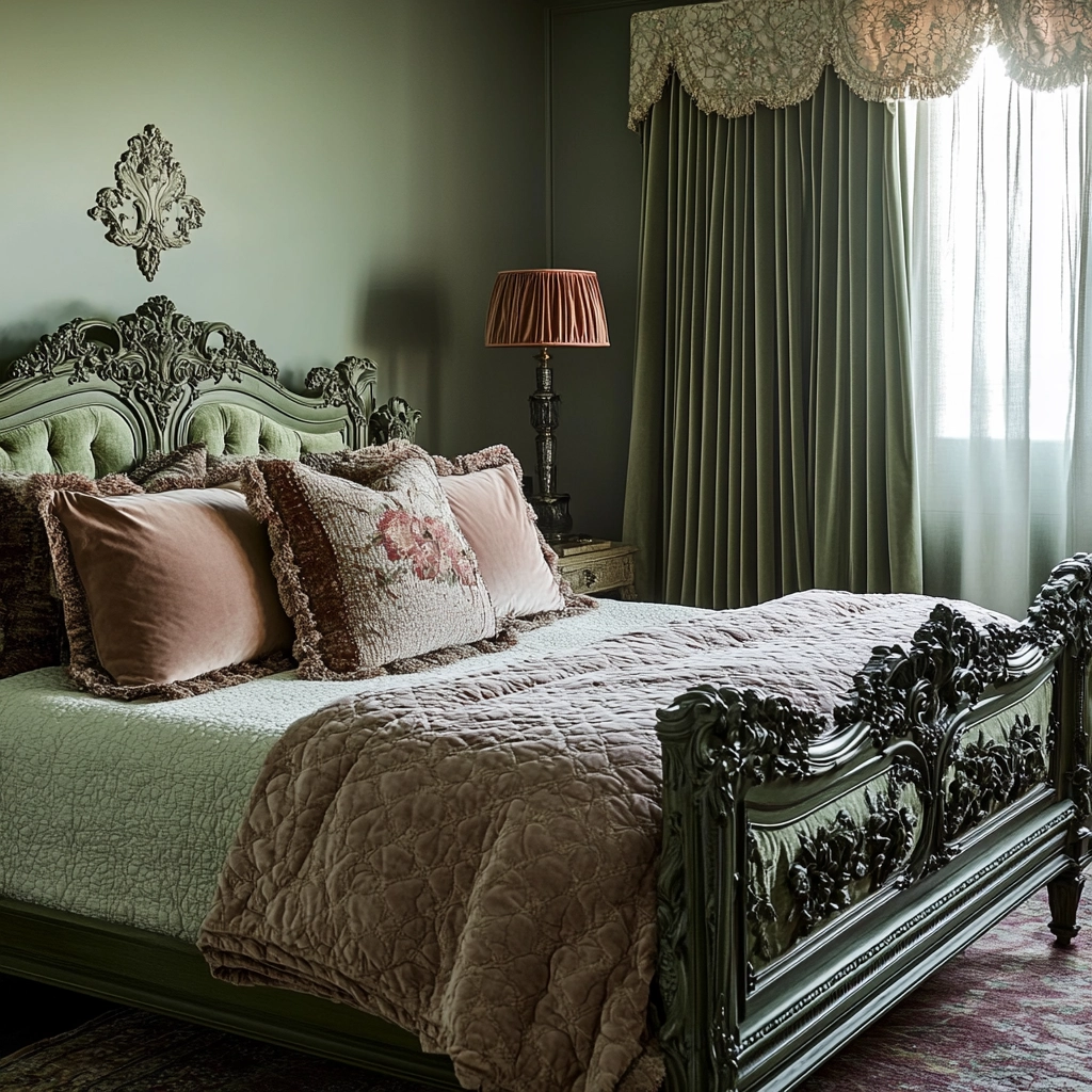 sage green farmhouse bedroom 32