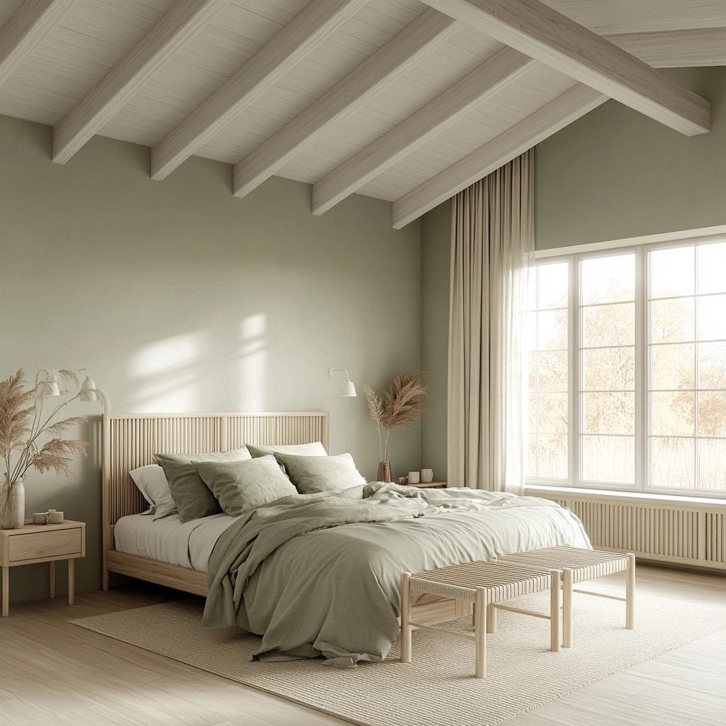 sage green farmhouse bedroom 34