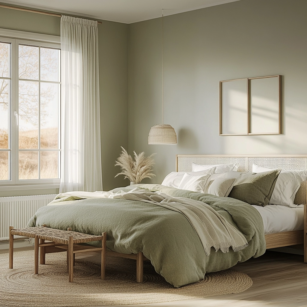 sage green farmhouse bedroom 35