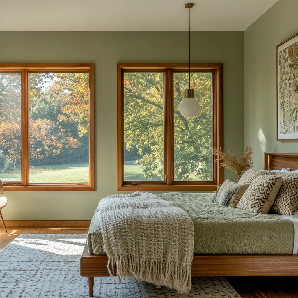 sage green farmhouse bedroom 41
