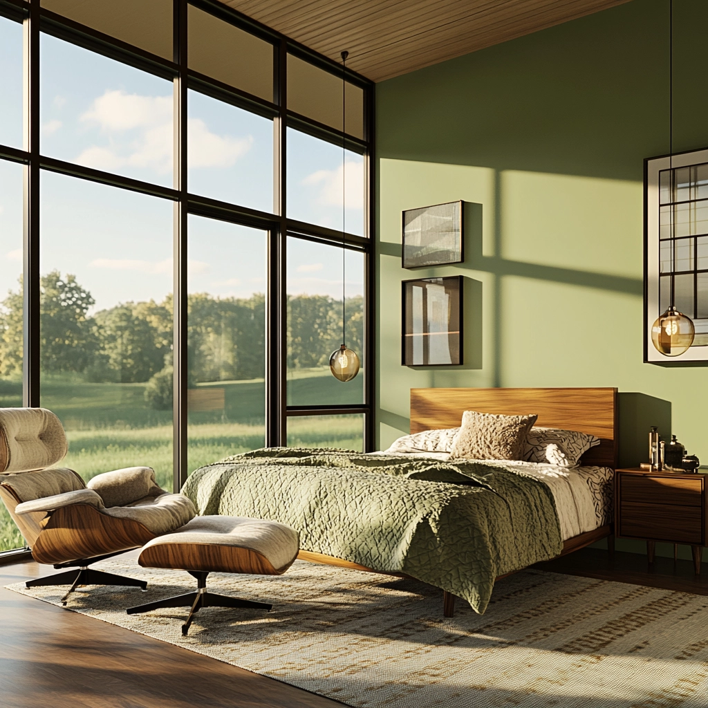 sage green farmhouse bedroom 44
