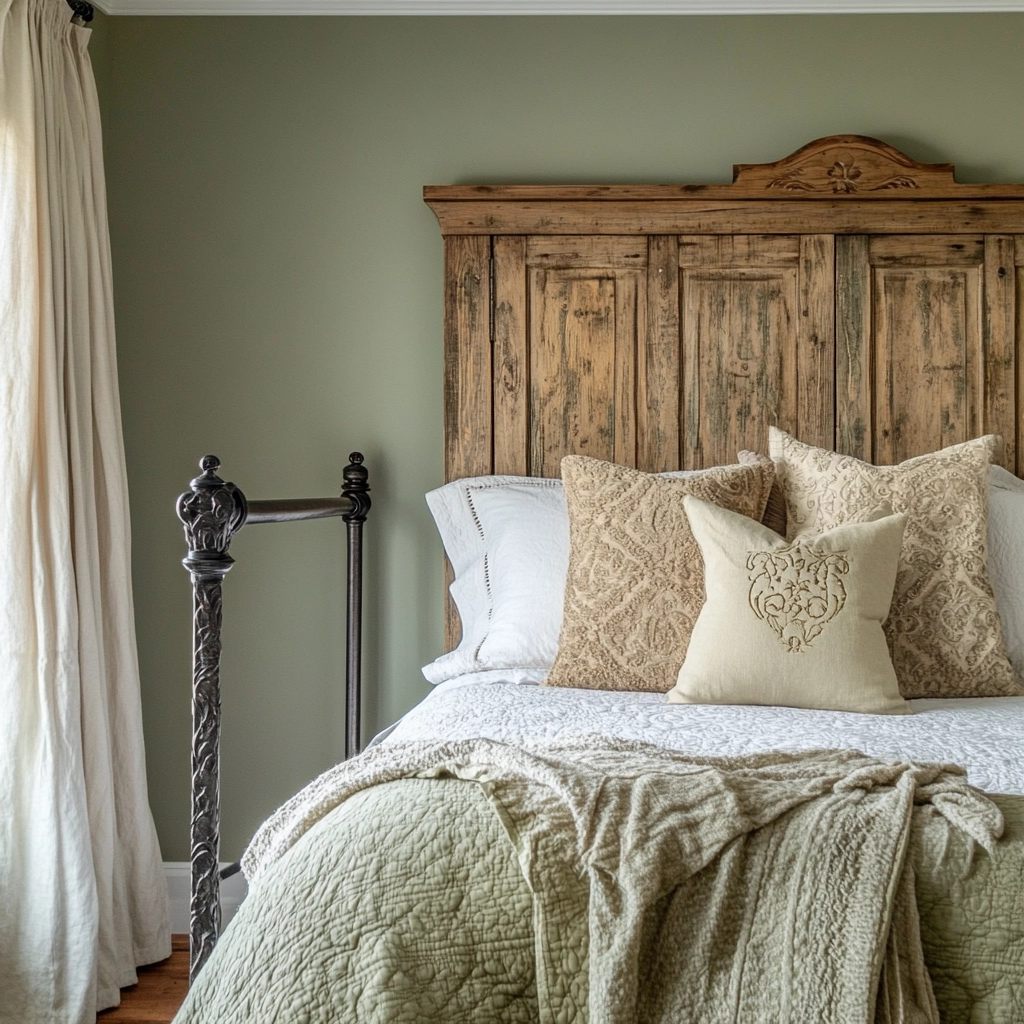 sage green farmhouse bedroom 51