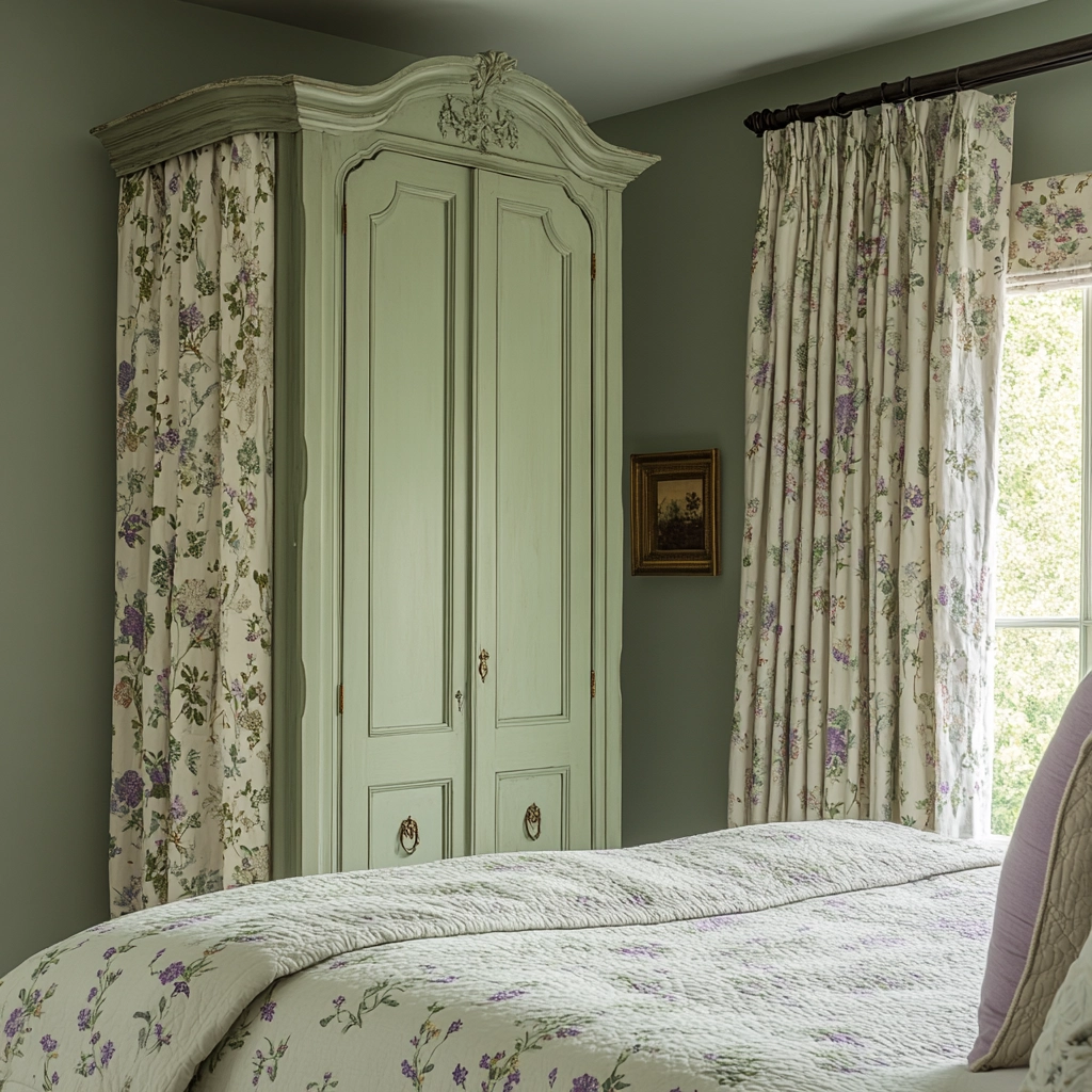 sage green farmhouse bedroom 58