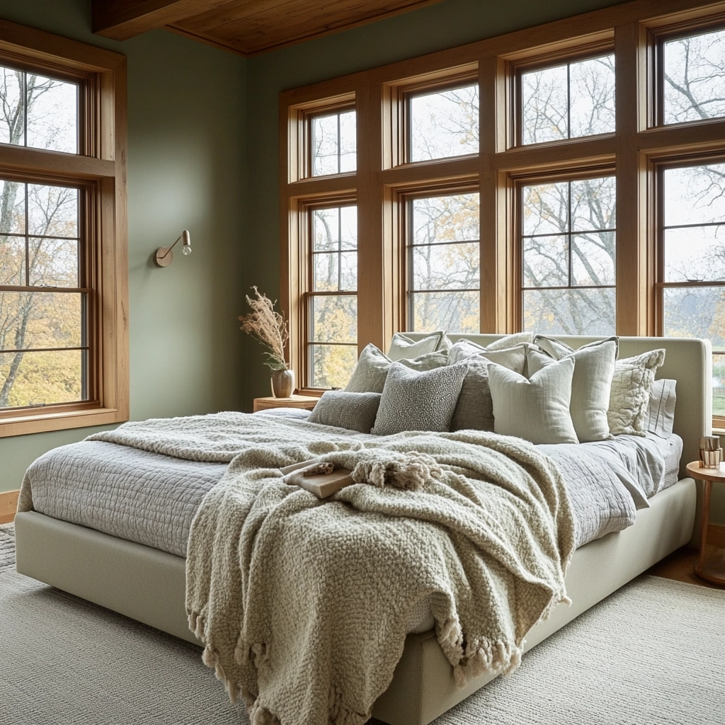 sage green farmhouse bedroom 61
