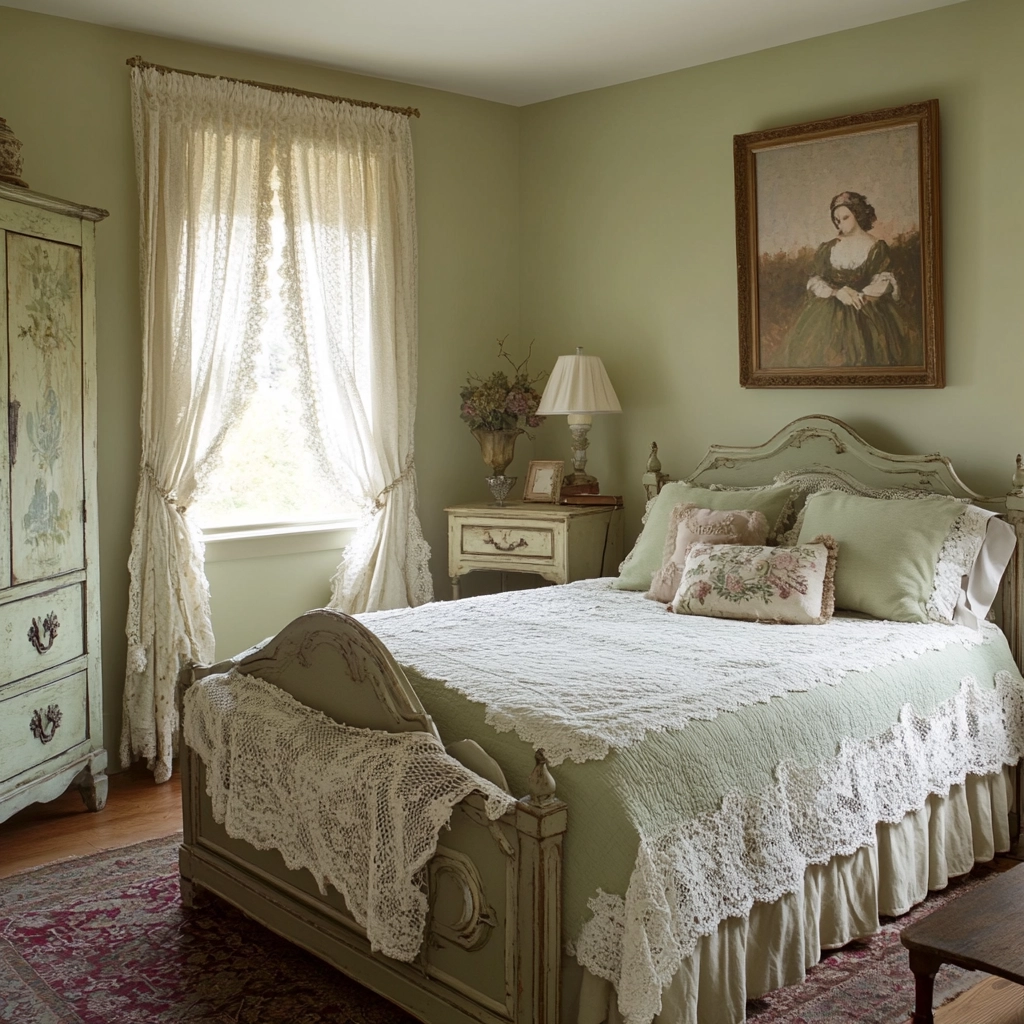 sage green farmhouse bedroom 72