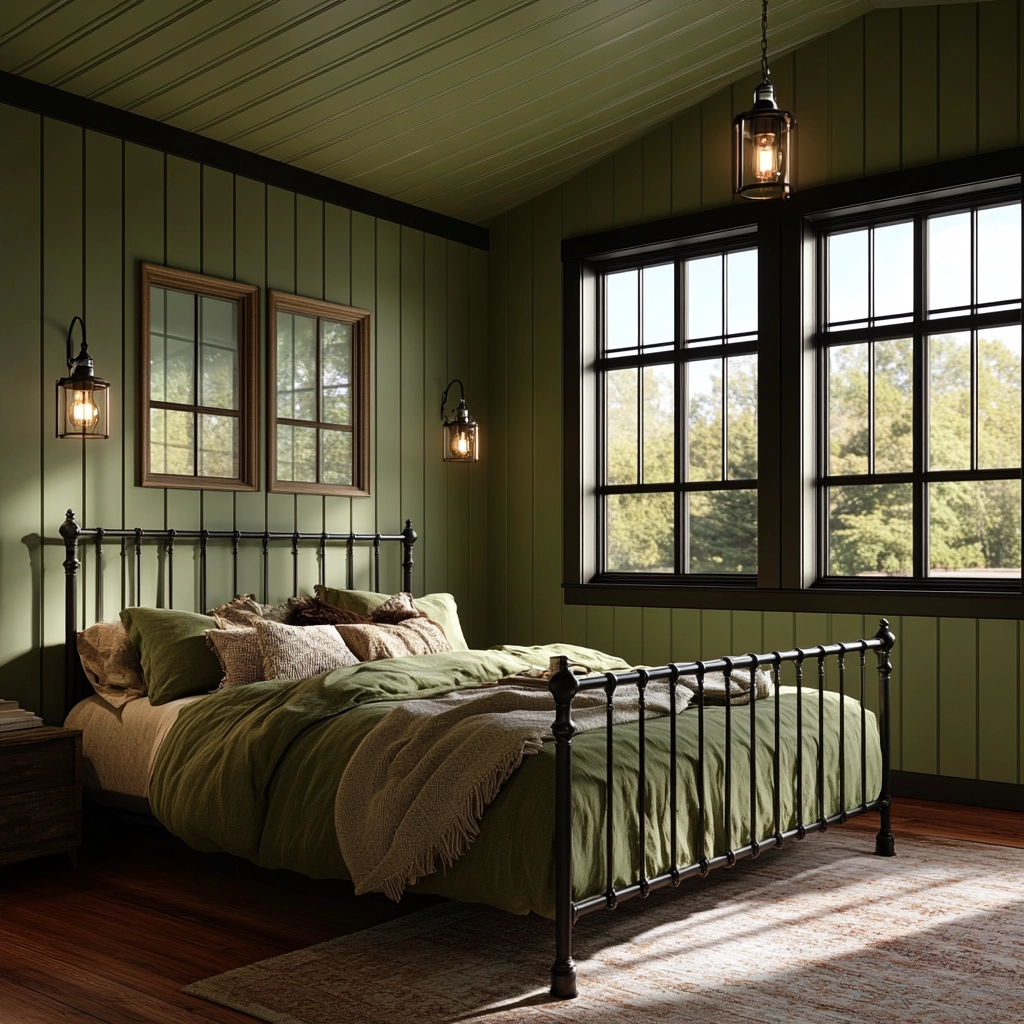 sage green farmhouse bedroom 79